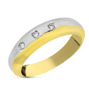 18K SORTIJA ORO BICOLOR 3 DIAMANTES NATURALES TALLA BRILLANTE 0.18  QTS.