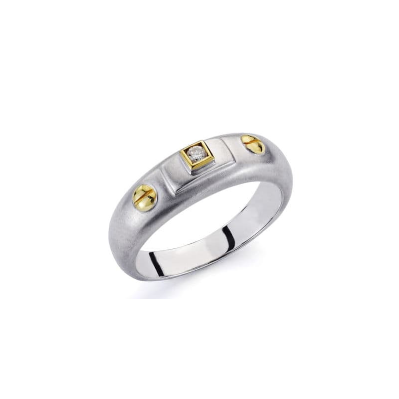 18K SORTIJA ORO BICOLOR DIAMANTE NATURAL TALLA BRILLANTE 0.030 QTS.