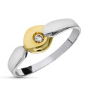 18K SORTIJA ORO BICOLOR DIAMANTE NATURAL TALLA BRILLANTE 0,04 QTS. ANCHO: 6,5 MM