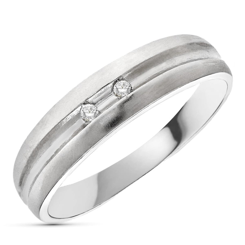 18K SORTIJA ORO BLANCO DIAMANTES NATURALES TALLA BRILLANTE 0,05 QTS. ANCHO 4,5MM