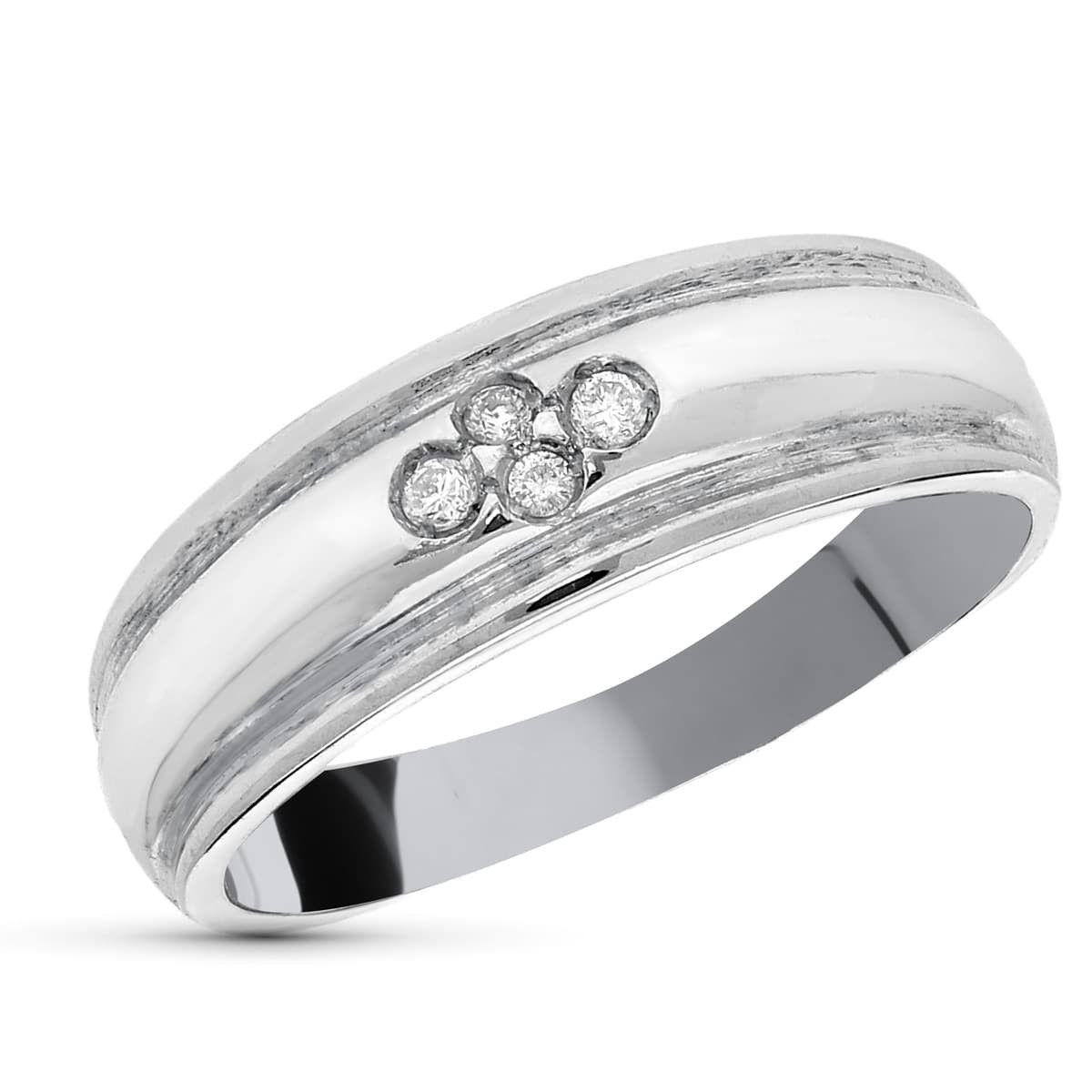 18K SORTIJA ORO BLANCO DIAMANTES NATURALES  TALLA BRILLANTE 0,05 QTS. ANCHO: 6 MM