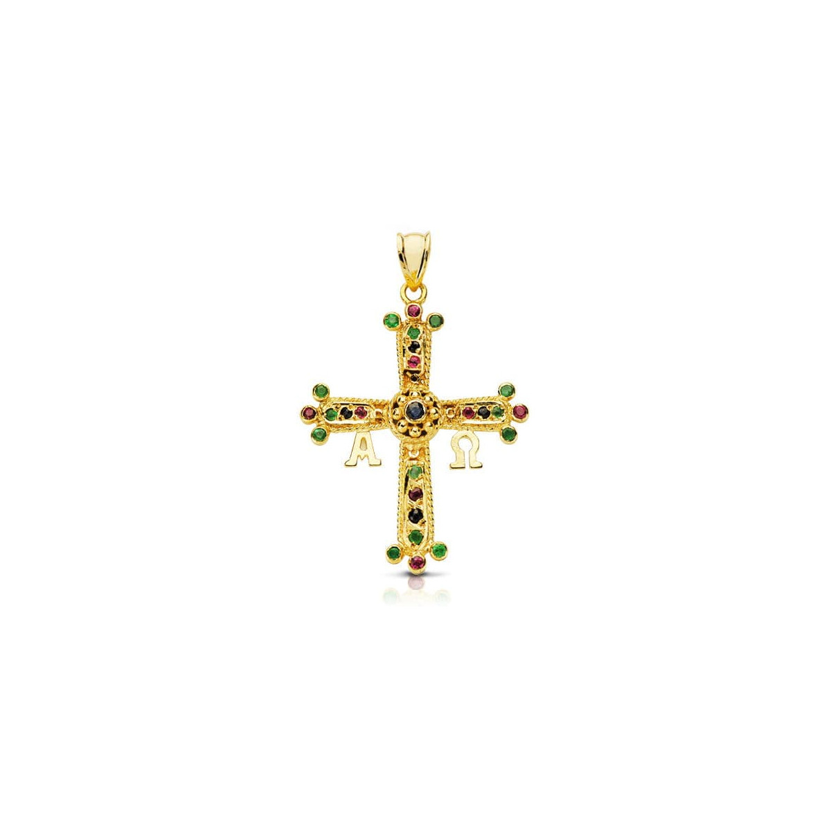 18K CRUZ DE COVADONGA O VICTORIA AMARILLO MEDIANA 33X27 MM