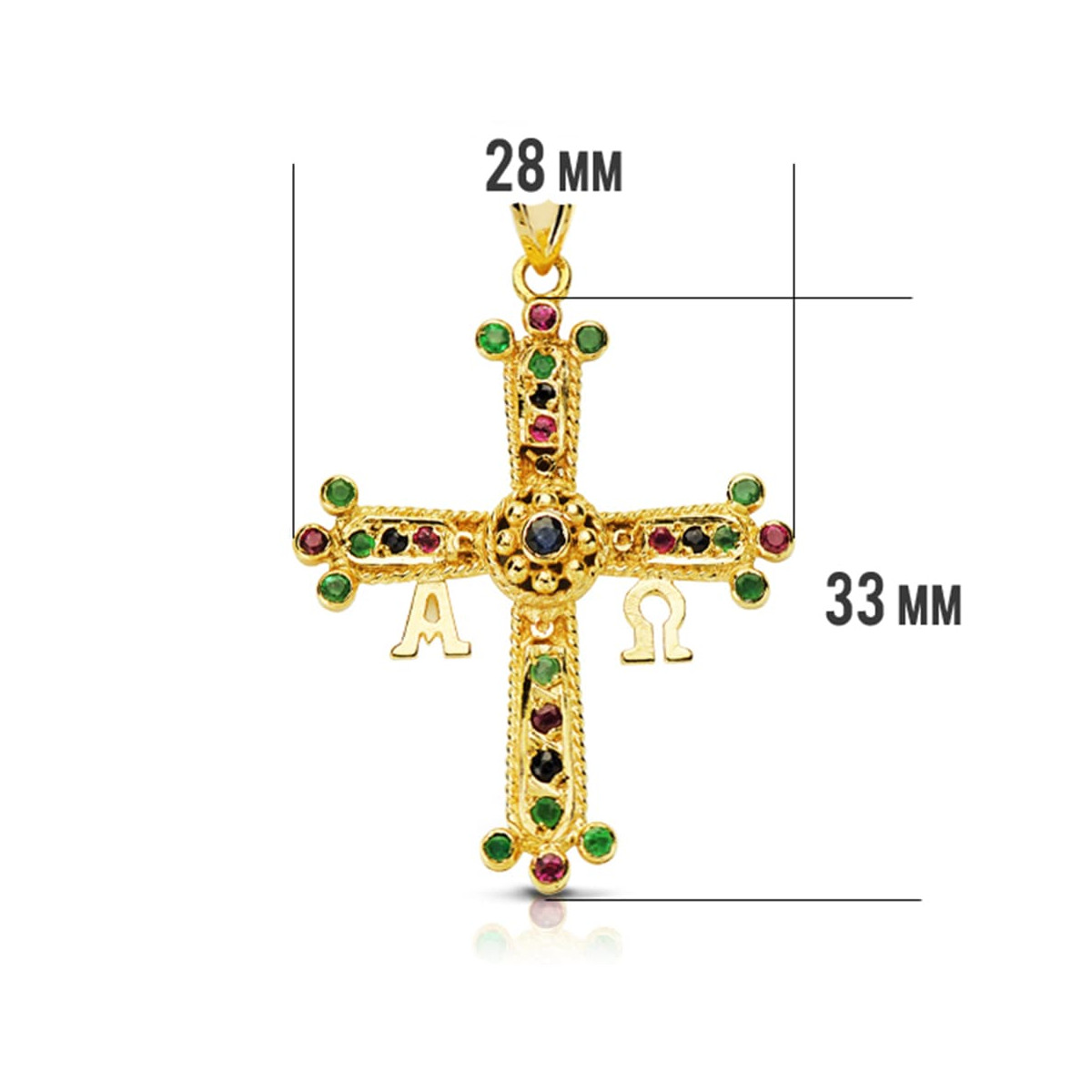 18K CRUZ DE COVADONGA O VICTORIA AMARILLO MEDIANA 33X27 MM