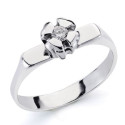 18K SOLITARIO ORO BLANCO CON DIAMANTE NATURAL TALLA BRILLANTE 0.10 QTES SI-H
