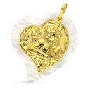 18K COLGANTE ORO AMARILLO ANGEL NACAR CORAZON 40X35 MM C. AMOR