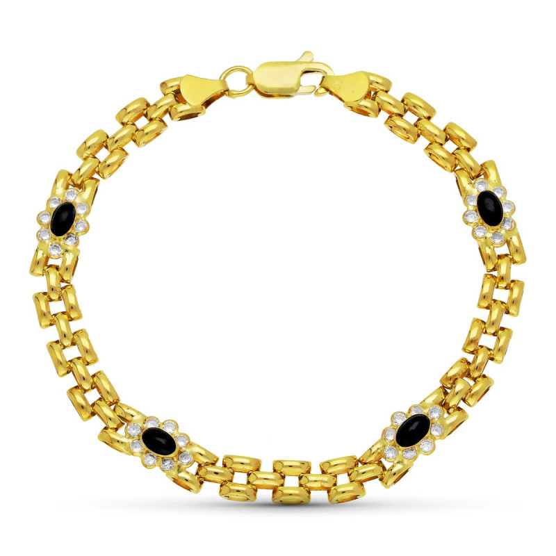 18K PULSERA ORO AMARILLO PANTER Y CUAJOS CIRCONITAS