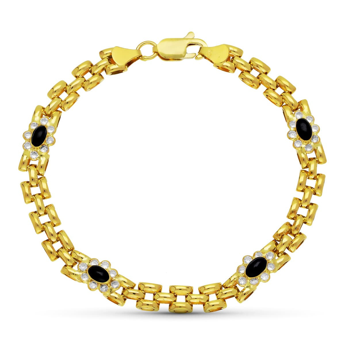 18K PULSERA ORO AMARILLO PANTER Y CUAJOS CIRCONITAS