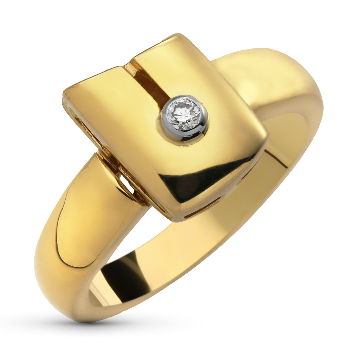 18K SORTIJA ORO AMARILLO DIAMANTE NATURAL TALLA BRILLANTE  0,05 QTS. ANCHO: 12X8 MM