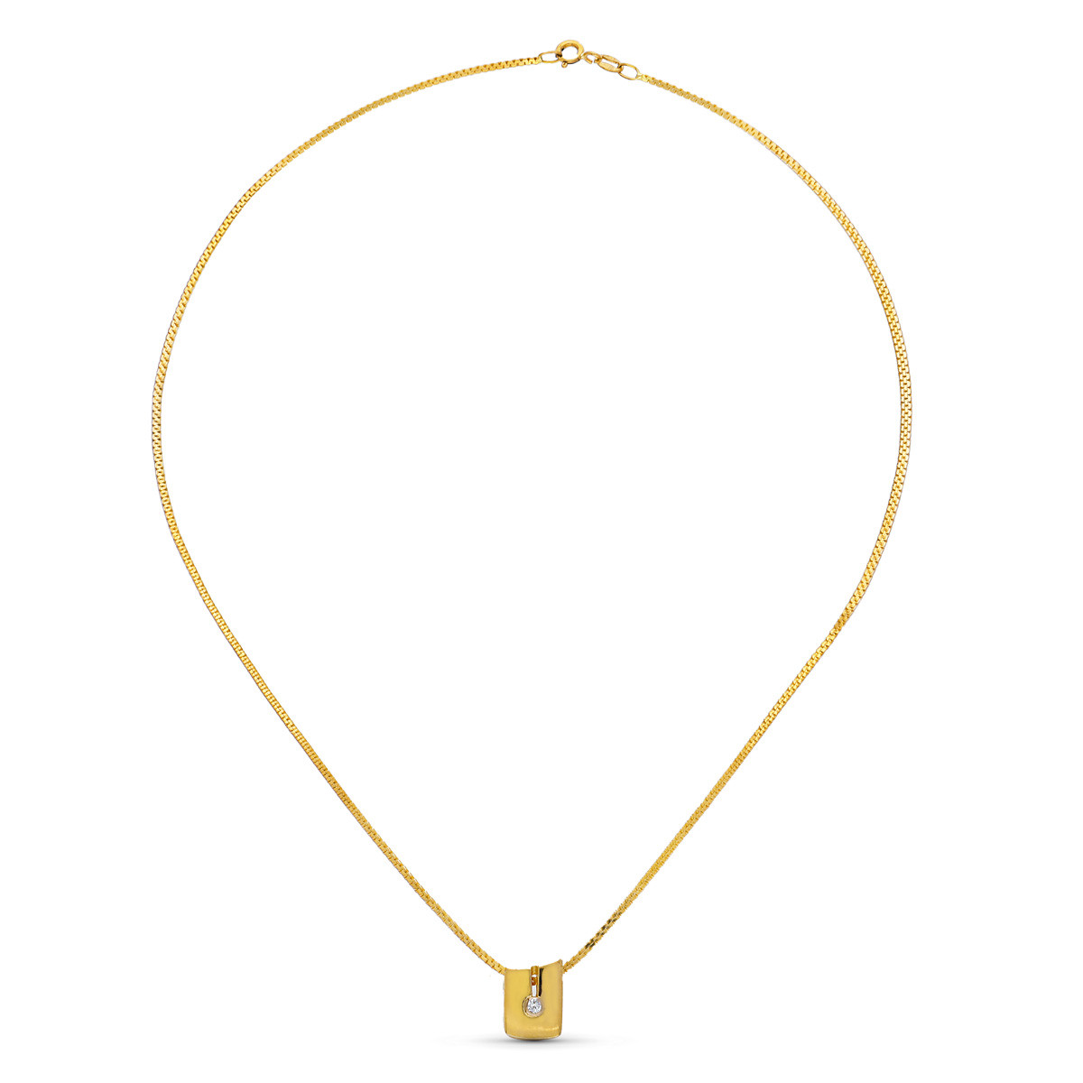 18K COLGANTE ORO AMARILLO DIAMANTE NATURAL  12X8 MM 0,05 QTS. CADENA 40