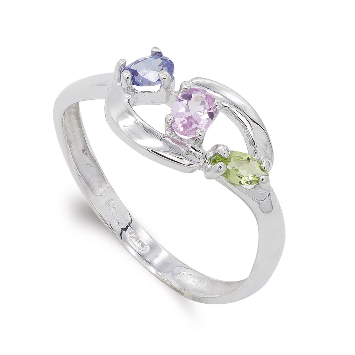 18K SORTIJA ORO BLANCO CON CIRCONITA DE COLORES. ANCHO: 8 MM