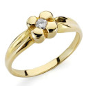 18K SOLITARIO ORO AMARILLO DIAMANTE NATURAL TALLA BRILLANTE 0.10 QTS. COLOR H VSI