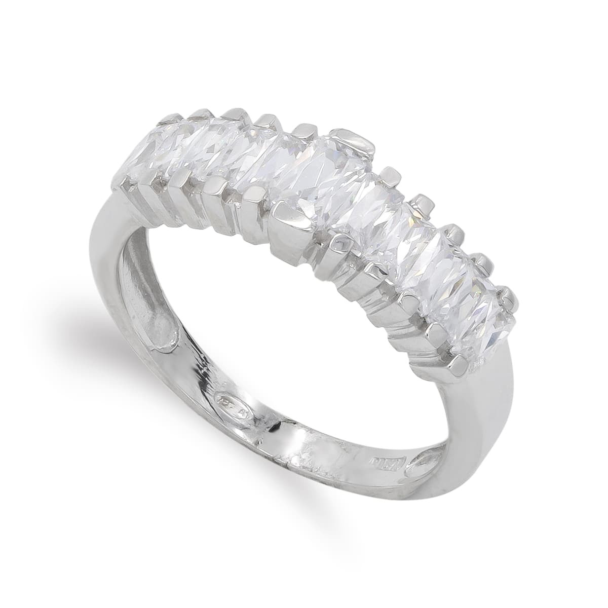 18K SORTIJA ORO BLANCO BARRAS EN ESCALERA CON CIRCONITAS. ANCHO: 6,5 MM