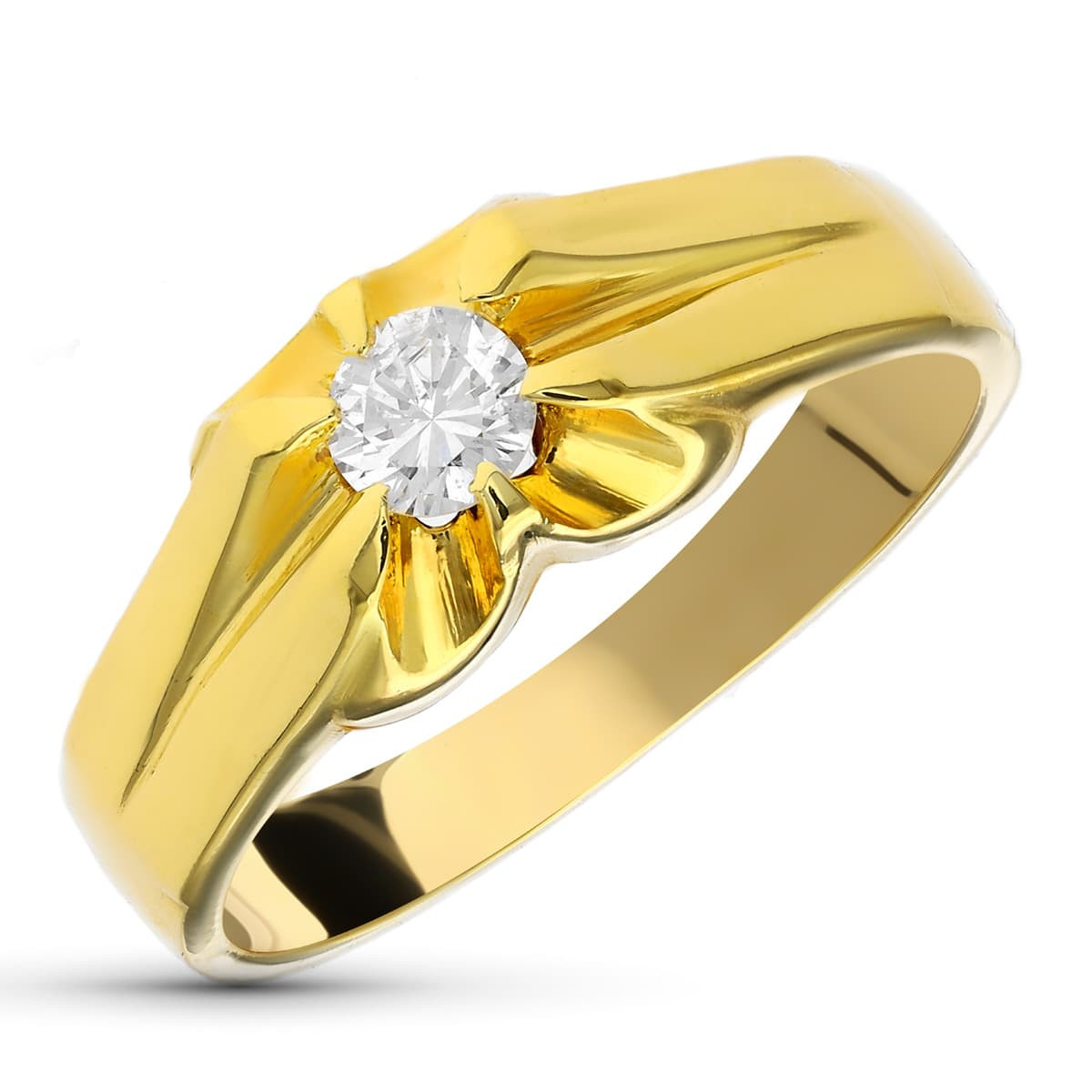 18K SOLITARIO ORO AMARILLO DIAMANTE NATURAL 0.20 QTS. ANCHO: 8,5 MM