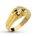 18K SOLITARIO ORO AMARILLO DIAMANTE NATURAL 0.20 QTS. ANCHO: 9 MM