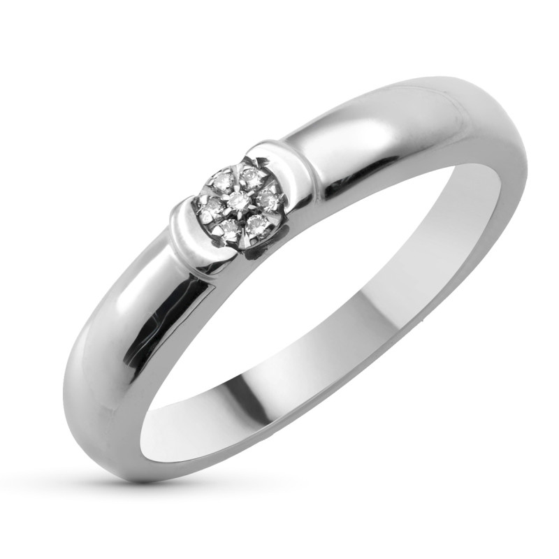 18K SORTIJA ORO BLANCO DIAMANTES NATURALES TALLA BRILLANTE 0,05 QTS. ANCHO: 3,5 MM