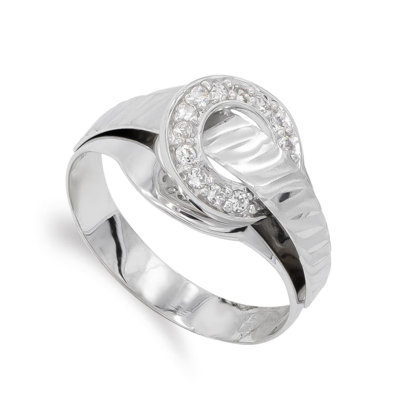 18K SORTIJA ORO BLANCO CON CIRCONITAS. ANCHO: 10 MM