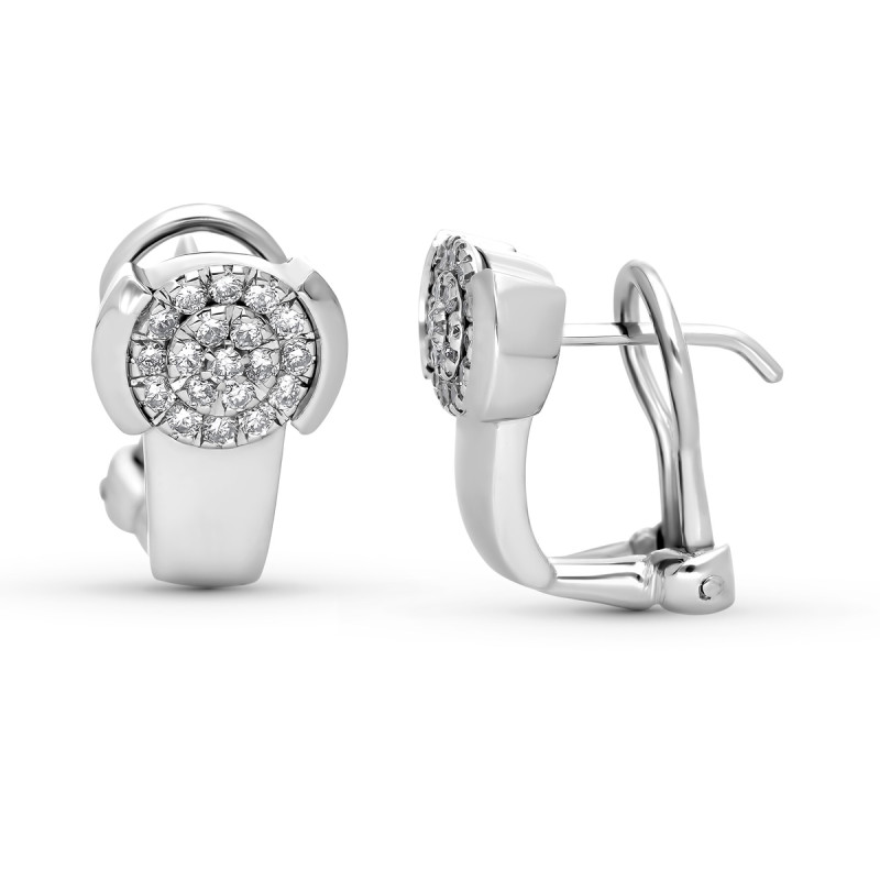 18K PENDIENTES ORO BLANCO 38 DIAMANTES NATURALES 0,35 QTS SI-H. CIERRE OMEGA 14,5X9 MM