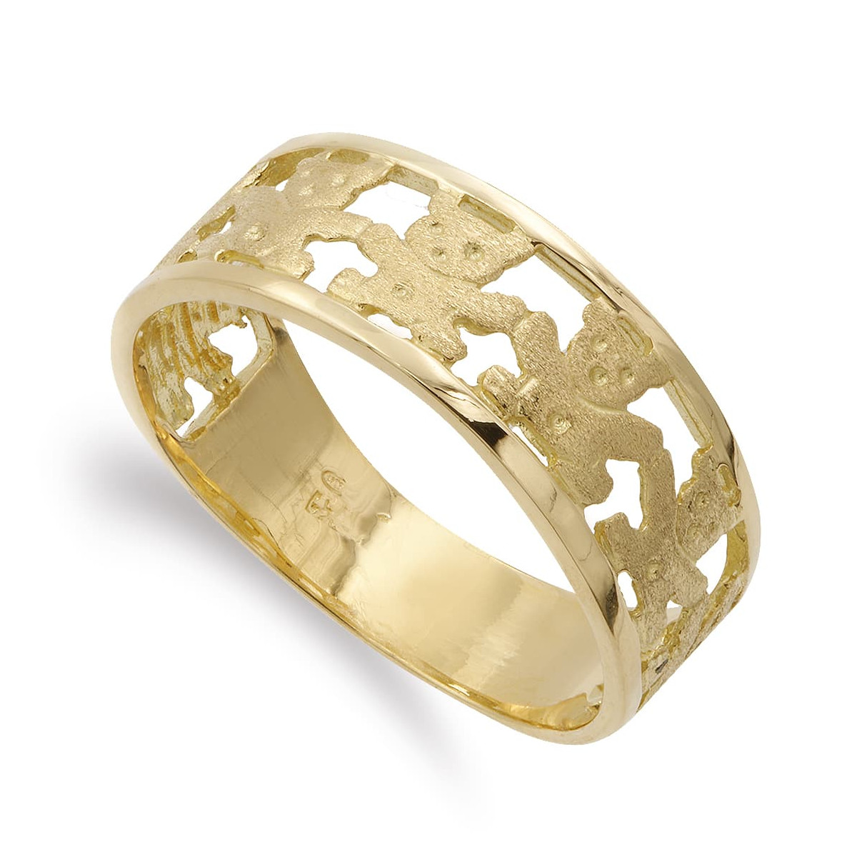 18K SORTIJA ORO AMARILLO OSOS CALADOS EN MATE Y BRILLO. ANCHO 8 MM