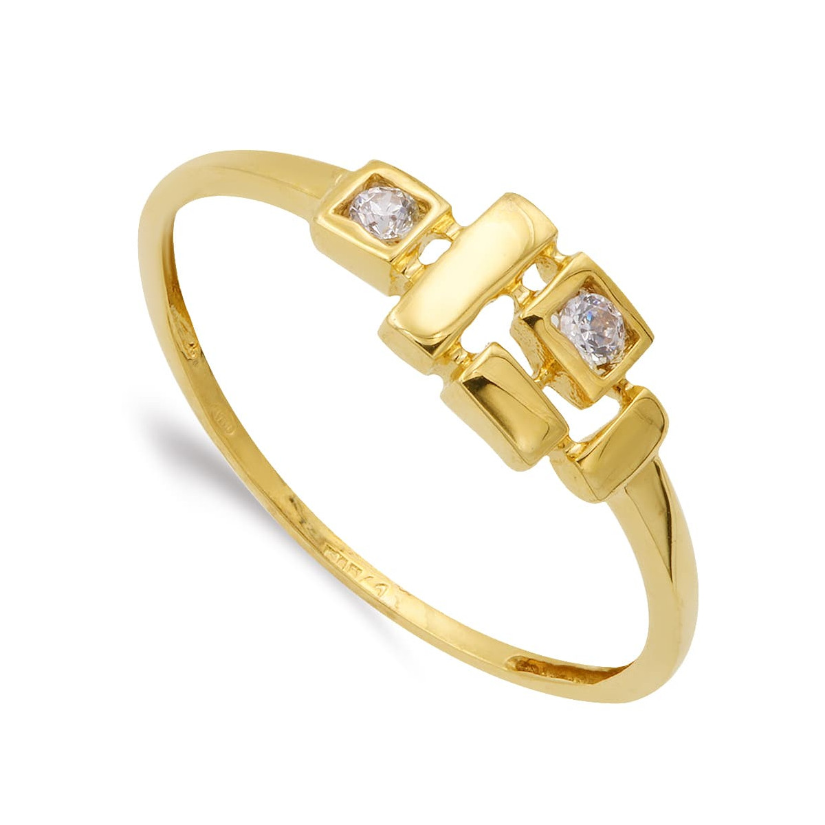 18K SORTIJA ORO AMARILLO CON MOTIVOS Y CIRCONITA ANCHO MOTIVO 13X6 MM