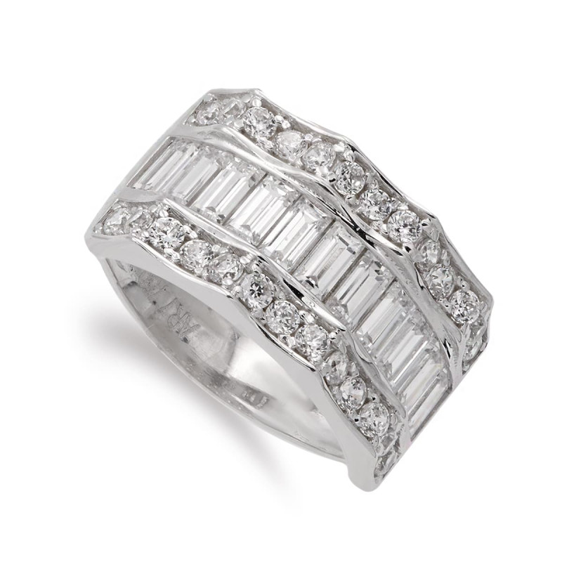 18K SORTIJA ORO BLANCO PIEDRAS Y CIRCONITAS. ANCHO 11 MM