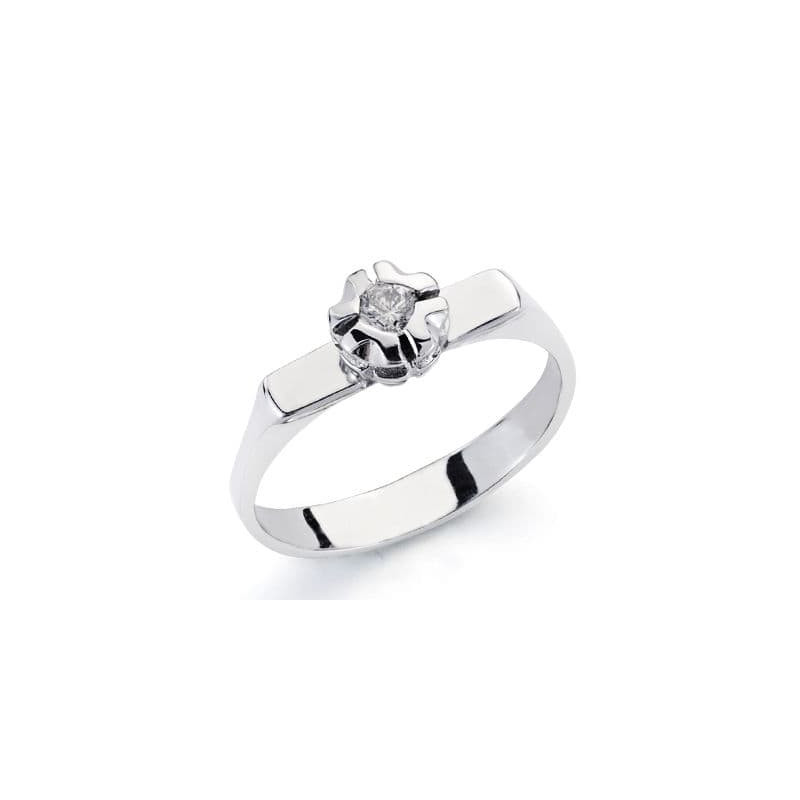18K SOLITARIO ORO BLANCO DIAMANTE NATURAL 0.10 QTS.