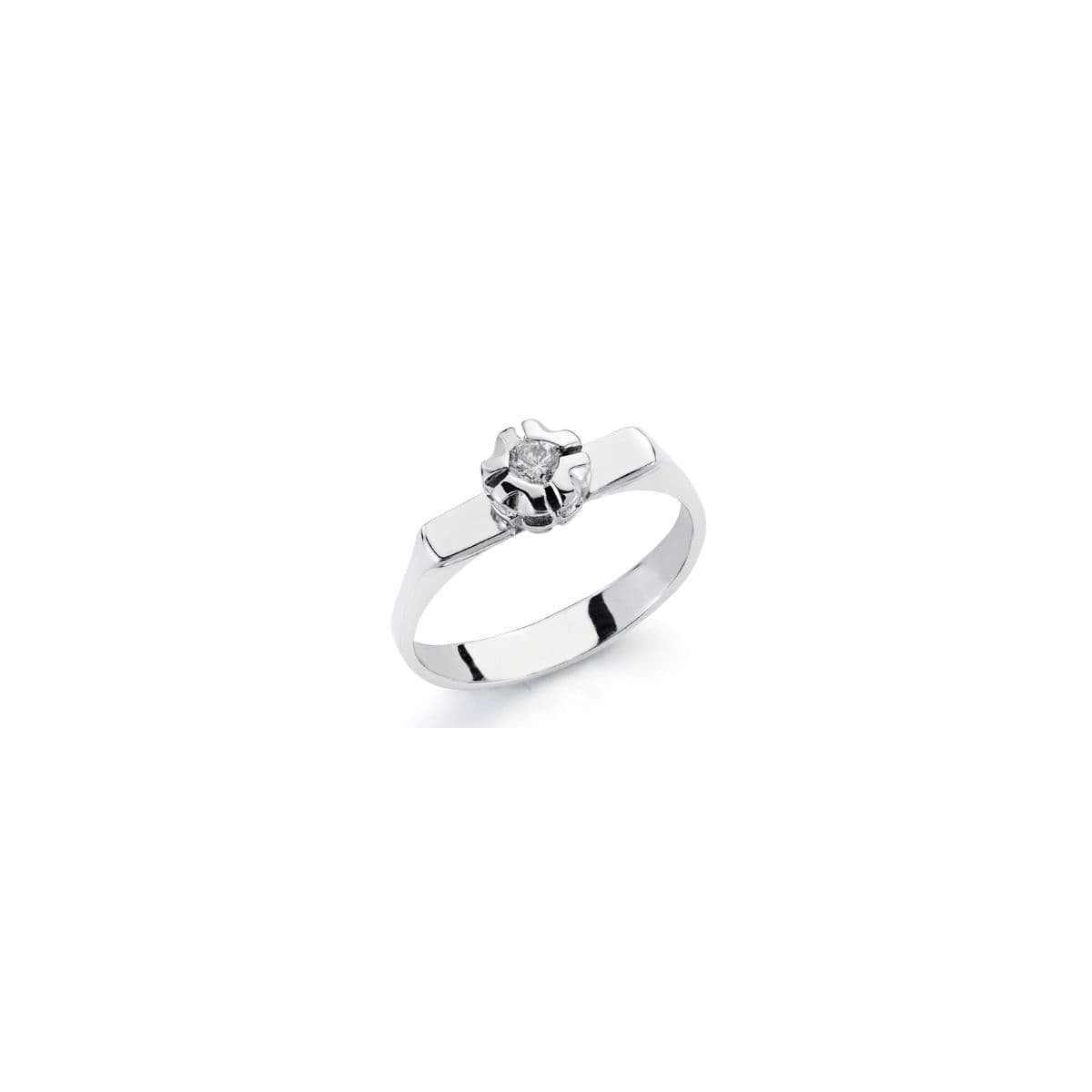 18K SOLITARIO ORO BLANCO DIAMANTE NATURAL 0.10 QTS.