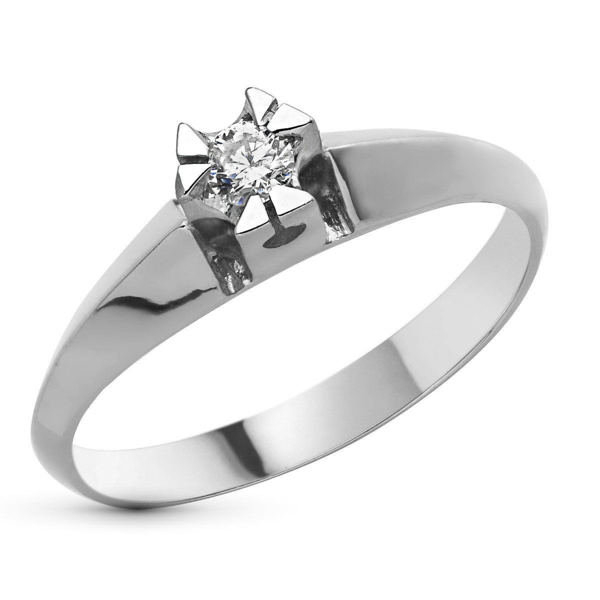 18K SOLITARIO ORO BLANCO DIAMANTE NATURAL TALLA BRILLANTE 0,100 QTS. ANCHO: 5 MM