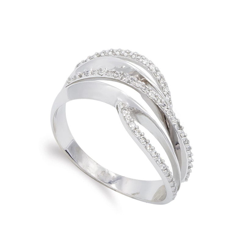 18K SORTIJA ORO BLANCO CON CIRCONITAS. ANCHO: 9 MM