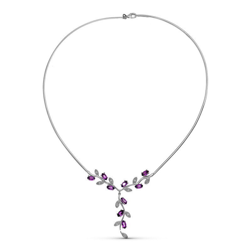 18K GARGANTILLA ORO BLANCO HILO CIRCONITA COLOR