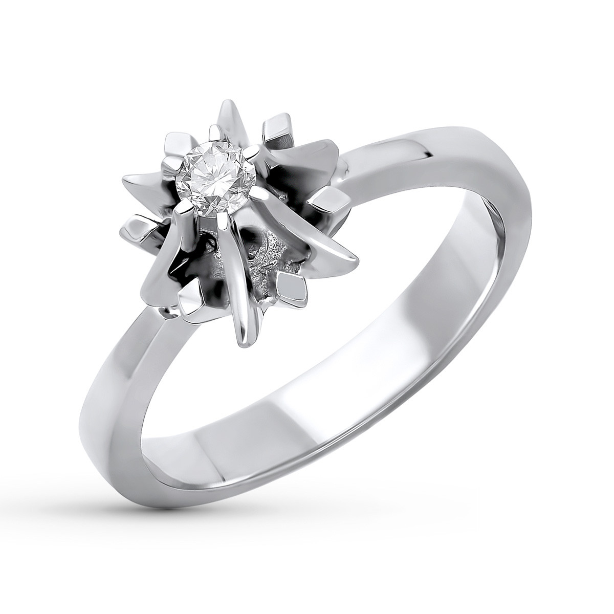 18K SOLITARIO ORO BLANCO DIAMANTE NATURAL  TALLA BRILLANTE 0.100 QTS. ANCHO: 9MM.