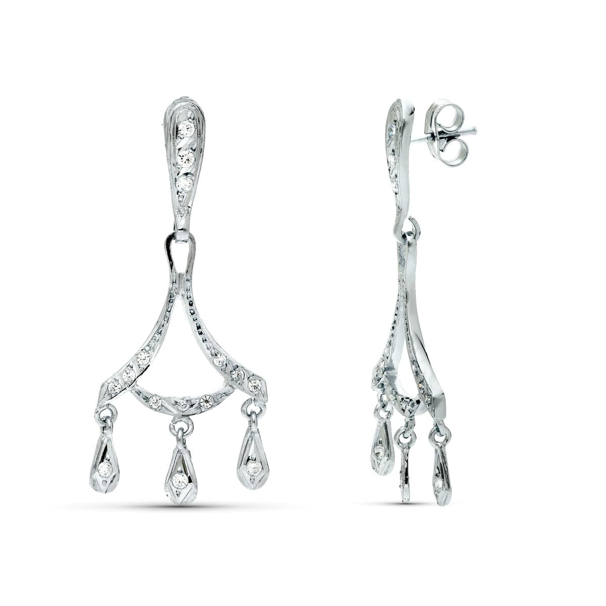 18K PENDIENTES ORO BLANCO NOVIA DOS CUERPOS 40X16 MM CIERRE PRESION