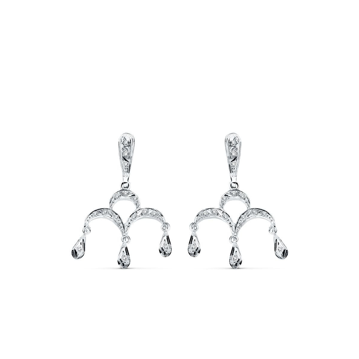 18K PENDIENTES ORO BLANCO CIRCONITA 33X21 MM CIERRE PRESION