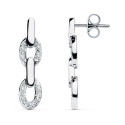 18K PENDIENTES ORO BLANCO CIRCONITA 26X6 MM CIERRE PRESION