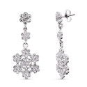 18K PENDIENTES ORO BLANCO CIRCONITA FLORES 36X14 MM CIERRE PRESION
