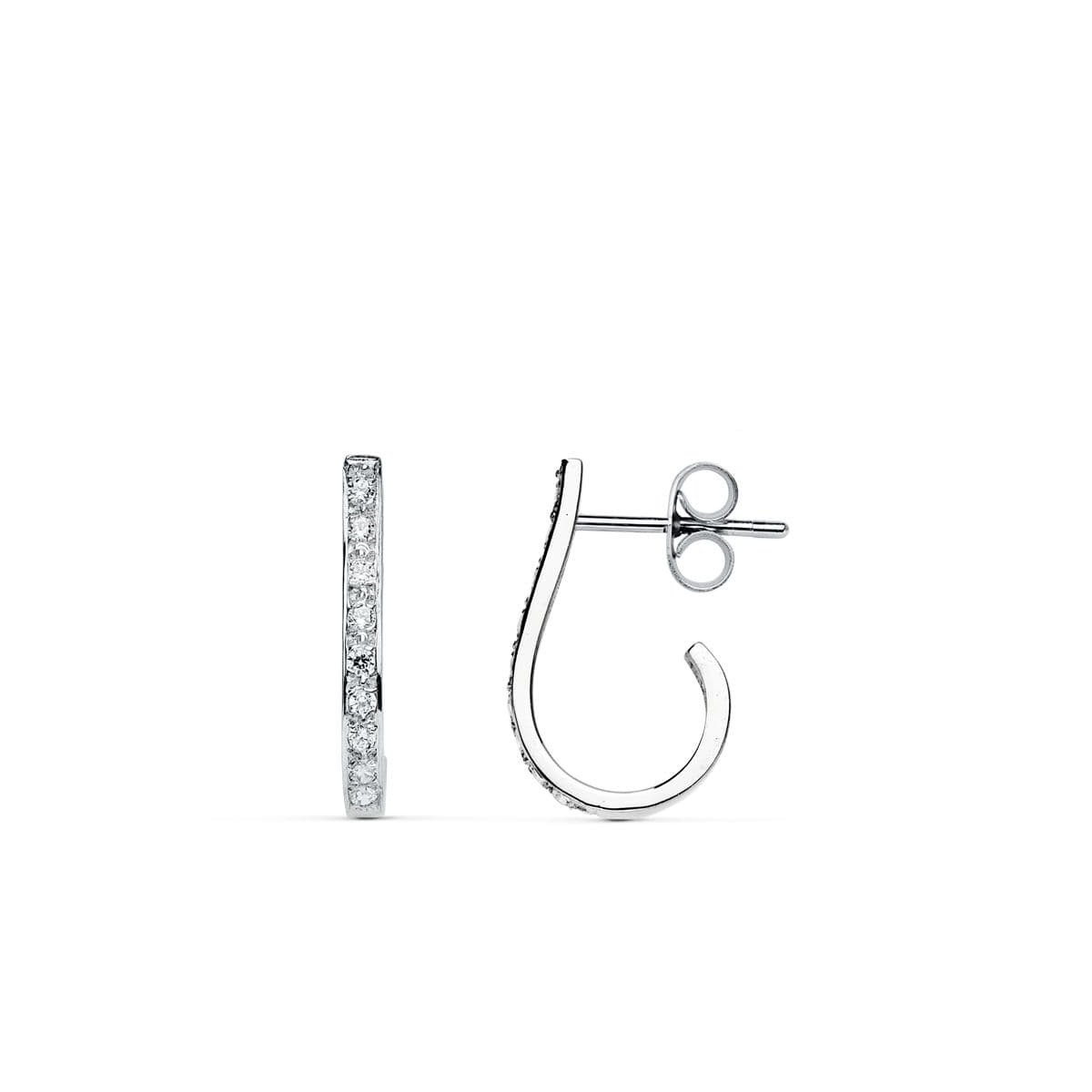 18K PENDIENTES ORO BLANCO CIRCONITA 18X2 MM CIERRE PRESION