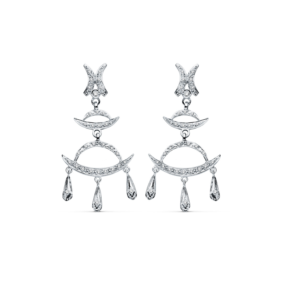 18K PENDIENTES ORO BLANCO CIRCONITA 48X23 MM CIERRE PRESION