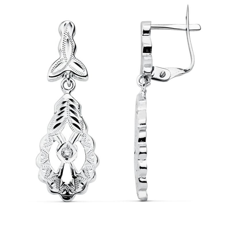 18K PENDIENTES CUBANAS ORO BLANCO 30X10 MM CIERRE PRESION