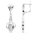 18K PENDIENTES CUBANAS ORO BLANCO 32X10 MM CIERRE CATALAN