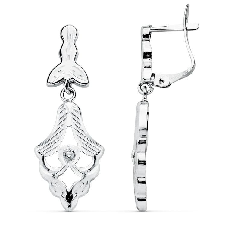 18K PENDIENTES CUBANAS ORO BLANCO 30X10 MM CIERRE CATALAN