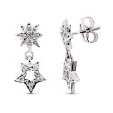 18K PENDIENTES ORO BLANCO CIRCONITA ESTRELLA 17X8 MM CIERRE PRESION
