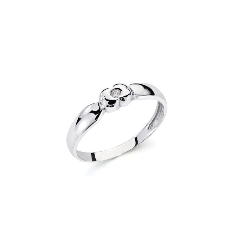 18K SOLITARIO ORO BLANCO DIAMANTE NATURAL  0.040 QTS. ANCHO: 4MM