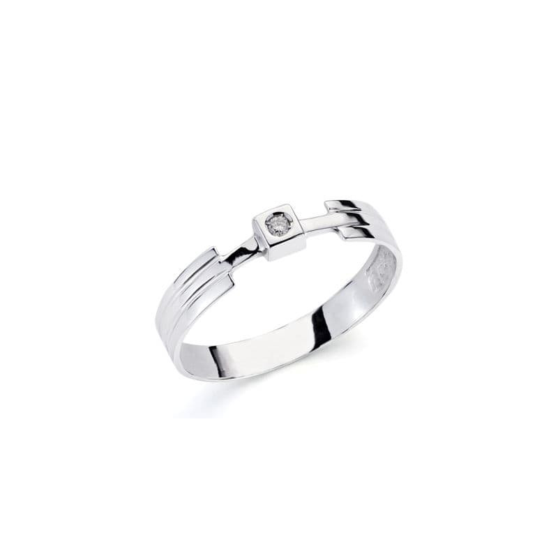 18K SOLITARIO ORO BLANCO DIAMANTE NATURAL  0.040 QTS. ANCHO: 4 MM