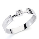 18K SOLITARIO ORO BLANCO DIAMANTE NATURAL  0.040 QTS. ANCHO: 4 MM