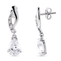 18K PENDIENTES ORO BLANCO PERA Y CIRCONITASS 23X7 MM PRESION