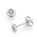 18K PENDIENTES ORO BLANCO DIAMANTES NATURALES SI-H TALLA BRILLANTE 0,200 QTS. MEDIDA: 5MM CIERRE PRESION
