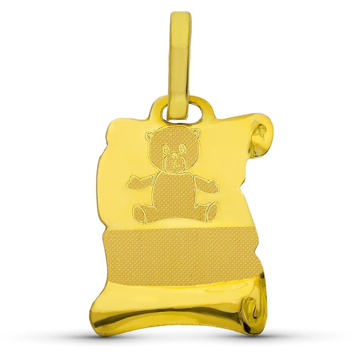 18K COLGANTE PERGAMINO ORO AMARILLO OSO 16X11 MM