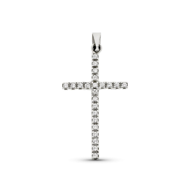 18K CRUZ ORO AMARILLO HUECA MATE Y BRILLO 27X15 MM