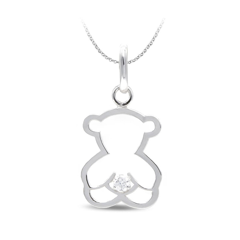 18K COLGANTE ORO BLANCO OSO CIRCONITA ORO BLANCO