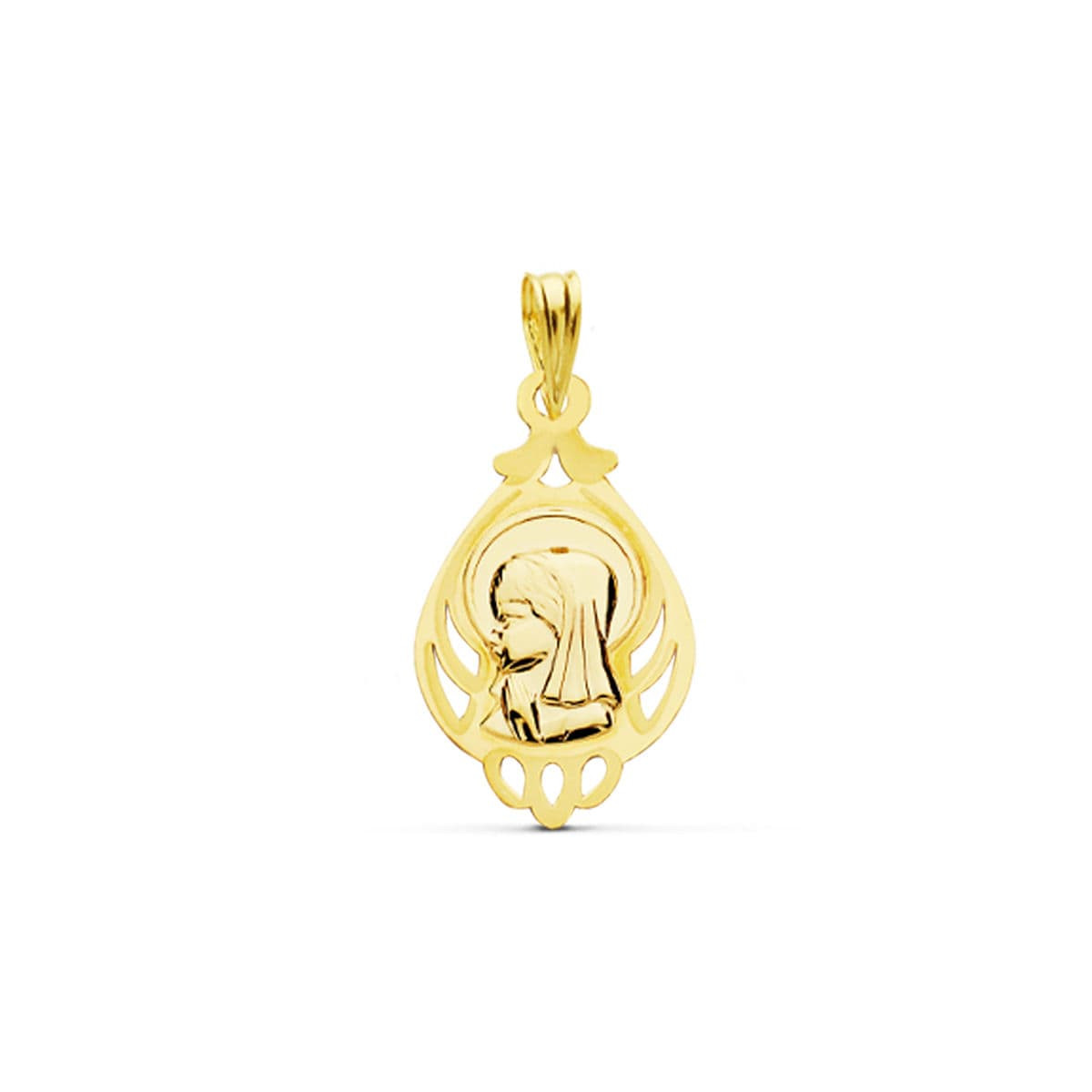 18K MEDALLA ORO AMARILLO VIRGEN NIÑA 21X12 MM