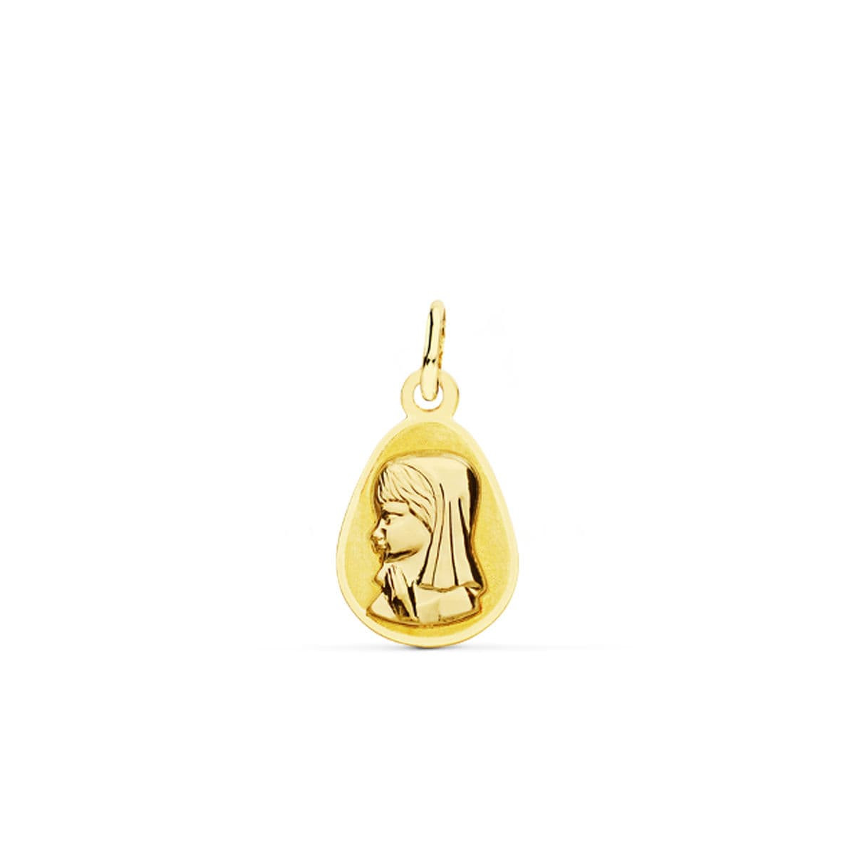 18K MEDALLA ORO AMARILLO VIRGEN NIÑA GOTA 17X10 MM